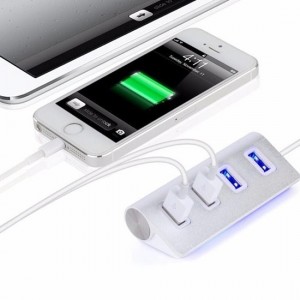 Aluminium USB Hub - 4 poorten - Zilver