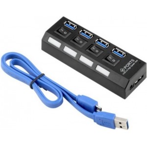 USB 3.0 Hub Station met 4x USB aansluiting + USB kabel / Zwart