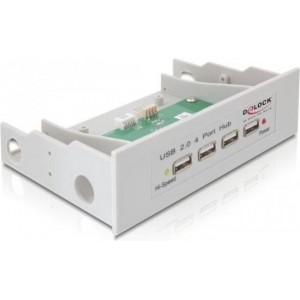 USB-HUB Delock 4-Port USB, beige, voor 3,5/5,25" intern