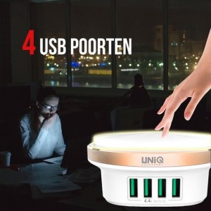 UNIQ Accessory 4 poort usb oplaadhub met touch LED lamp