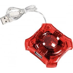 4 Poorts USB 2.0 Hub Star - Rood