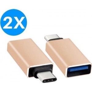 USB-C naar USB-A Adapter Converter - Opzetstuk - geschikt voor MacBook en andere USB-C apparaten - Universeel - Goud - 2 stuks