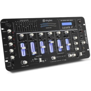 SkyTec STM-3007 6-Kanaals Mixer SD/USB/MP3/LED/Bluetooth 19 inch