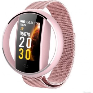 SmartWatch-Trends E99 - Smartwatch - Roze Milanees Bandje