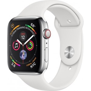 Apple Watch Series 4 GPS Cell 44mm Steel White Band