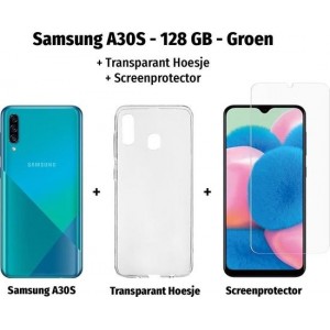 Samsung Galaxy A30S - 128GB - Groen + Transparant Hoesje + Screenprotector