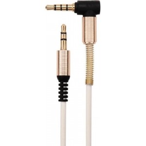 Coretek 3,5mm Jack gekrulde hoofdtelefoon kabel met microfoon - wit - 2 meter