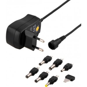 DELTACO PSR-06A Universele voedingsadapter - 7.2W - 6 Verwisselbare connectoren - Zwart