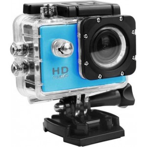 Action camera waterdicht, dash cam, full HD 1080p - blauw