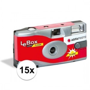 15x Bruiloft/vrijgezellenfeest wegwerp camera 27 kleuren fotos met flits - Weggooi fototoestel/cameras