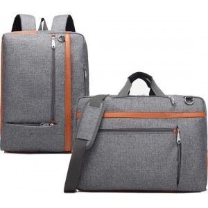 Laptoptas 2-in-1 voor 17.3 inch laptop - laptop rugtas / laptop schoudertas – grijs