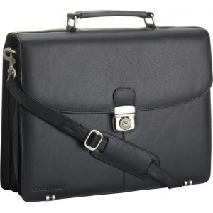 Charles Dickens® laptoptas leer  - 15,6 inch - zwart - in geschenkbox