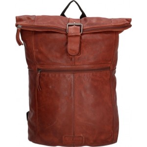 Old West Paint Rock Leren Rolltop Rugtas 15,6 inch - Cognac