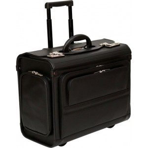 Tassia Pilotenkoffer Trolley - Handbagage - Laptoptas 17'' - Pilot Case met Afneembaar Laptopvak - Dokterstas - Zwart  (7103)