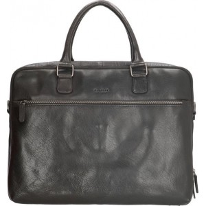 Old West Waco Leren laptoptas 17 inch - Zwart