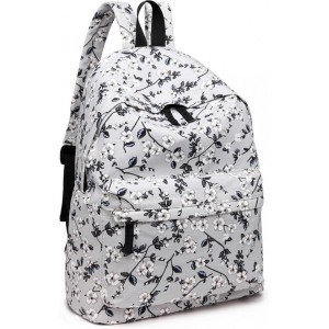 Miss Lulu Rugzak - Schooltas - Schoolrugzak Bloemen - Unisex/Jongens/Meisjes - Grijs (E1401-16F GY)