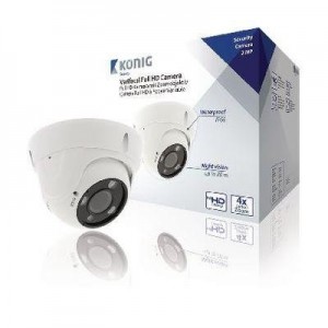 König beveiligingscamera: IP66, 50 m, 33 - 96 °, White, Dome - Wit