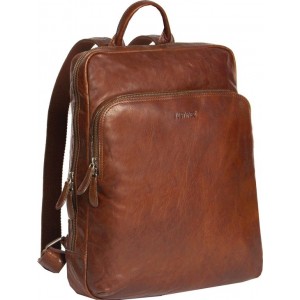 Justified Everest leren laptop rugzak cognac