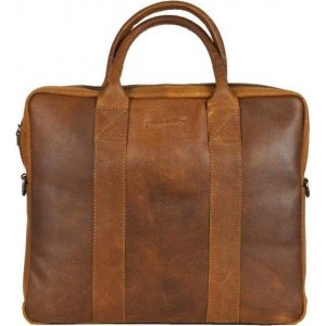 DSTRCT Limited Leren Business Laptoptas - 13,3 inch laptopvak met rits - Sleutelhanger - Cognac