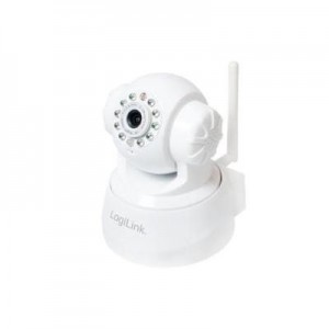 LogiLink beveiligingscamera: IP Camera, 0.3 MP, 1/4" CMOS, 10/100 MBit/s, WLAN, Pan & Tilt, 10 x IR LEDs & Microphone - .....