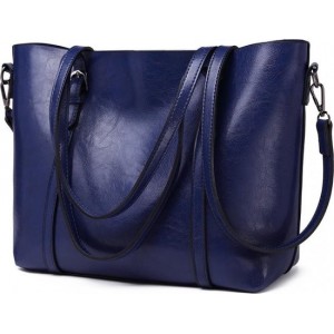 Miss Lulu  Dames Handtas - Schoudertas - Shopper - Laptoptas - Werktas - Grote Capaciteit - Blauw (E6709 NY)