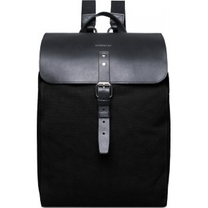 Sandqvist Rugzak Alva Black Duurzaam Canvas en Leder - Zwart 11 Lt