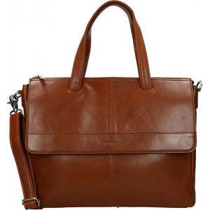 Genicci Penelope 17 inch laptoptas cognac