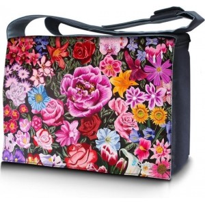 Laptoptas / messengertas 15,6 bloemen print - Sleevy