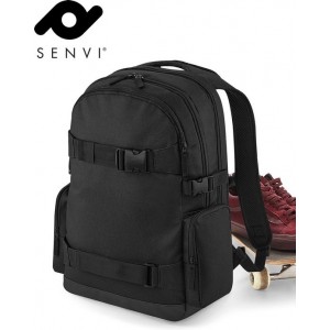 Senvi Old School Rugzak-Backpack Kleur Zwart (Met Compressiebanden)