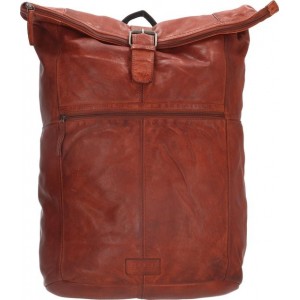 Old West Paint Rock Leren Rolltop Rugtas 17,3 inch - Cognac