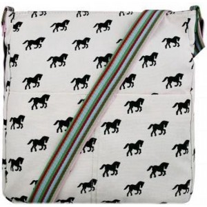 MISS LULU Canvas SCHOUDERTAS HORSE . Superhandig voor school/uni/werk!(L1104H PK)