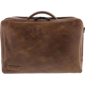 Plevier Leren 2-vaks Laptoptas 15,6 inch Taupe