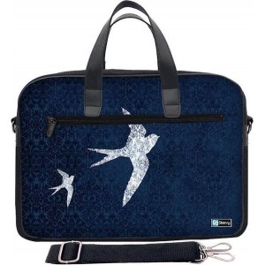 Laptoptas 17,3 inch / schoudertas blauw patroon en vogels - Sleevy - laptoptas - schooltas