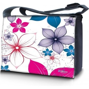 Laptoptas / messengertas 17,3 fleurige bloemen - Sleevy