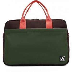 YLX Original laptoptas. Legergroen/bruin/oranje. Recycled Rpet materiaal. Eco-friendly