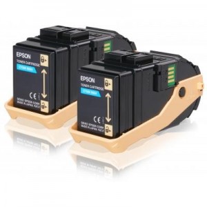 Epson toner: Double Pack Toner Cartridge Cyan 7.5kx2 - Cyaan