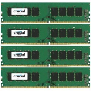 Crucial RAM-geheugen: 32GB (4x8GB), DDR4, 288-pin DIMM, 2400 MHz, PC4-19200, CL17, 1.2V, Unbuffered, Non-ECC