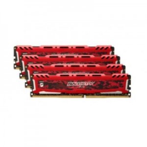 Crucial RAM-geheugen: Ballistix Sport LT Red 64GB Kit (4 x 16GB) DDR4-2666 UDIMM - Rood