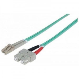 Intellinet fiber optic kabel: LC/SC, 50/125 µm, OM3, 10.0 m (33.0 ft.), Aqua