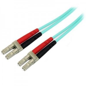StarTech.com fiber optic kabel: Aqua OM4 Duplex multimode glasvezel kabel 100 Gb 50/125 LSZH LC/LC 2 m