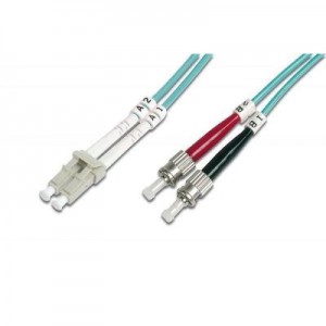 Digitus fiber optic kabel: Fiber Optic Patch Cord, Duplex, LC/ST MultiMode, OM3, 50/125µ", 10.0m