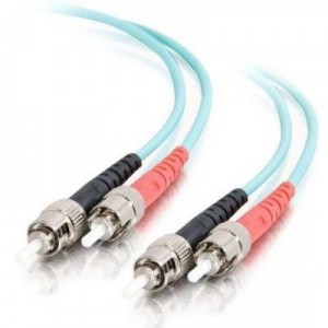 C2G fiber optic kabel: 2m ST-ST 10Gb 50/125 OM3 Duplex Multimode PVC Fibre Optic Cable (LSZH) - Aqua