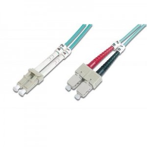 Digitus fiber optic kabel: Fiber Optic Patch Cord, Duplex, LC/SC MultiMode, OM3, 50/125µ", 2.0m
