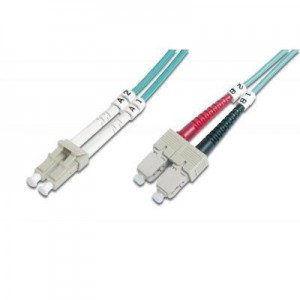 Digitus fiber optic kabel: Fiber Optic Patch Cord, Duplex, LC/SC MultiMode, OM3, 50/125µ", 5.0m