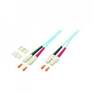 EFB Elektronik fiber optic kabel: Duplex Jumper SC/SC, 50/125µ, 1 m, OM3, LSZH, aqua