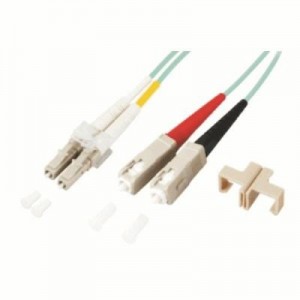 M-Cab fiber optic kabel: LWL Duplex Jumper LC/SC 50/125µ, 3m, OM3, LSZH, aqua