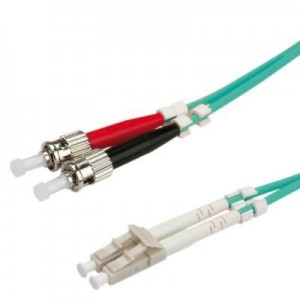ROLINE fiber optic kabel: F.O. kabel 50/125µm, LC/ST, OM3, turkoois 10m