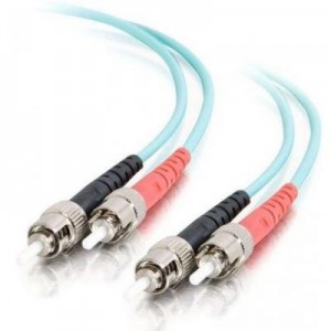 C2G fiber optic kabel: 1m ST-ST 10Gb 50/125 OM3 Duplex Multimode PVC Fibre Optic Cable (LSZH) - Aqua