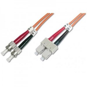 Digitus fiber optic kabel: Fiber Optic Multimode Patch Cord, 2x ST - 2x SC, 50/125µ, Orange, 1m