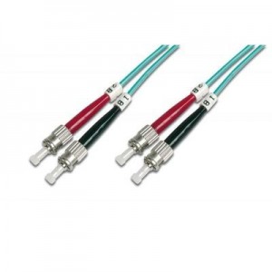 Digitus fiber optic kabel: Fiber Optic Patch Cord, Duplex, ST/ST MultiMode, OM3, 50/125µ", 2.0m